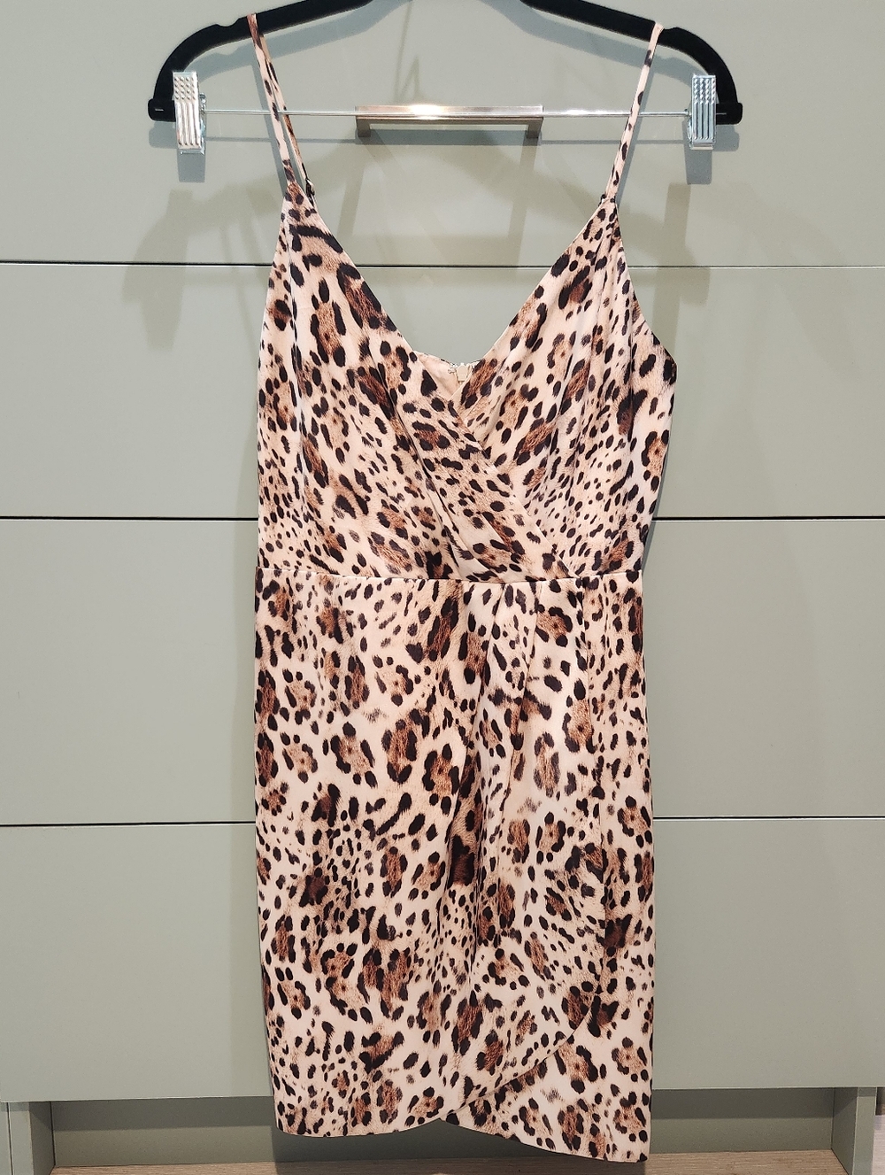 Lavender Brown Leopard-Print Slip Dress Spaghetti Strap- Beige & Brown
